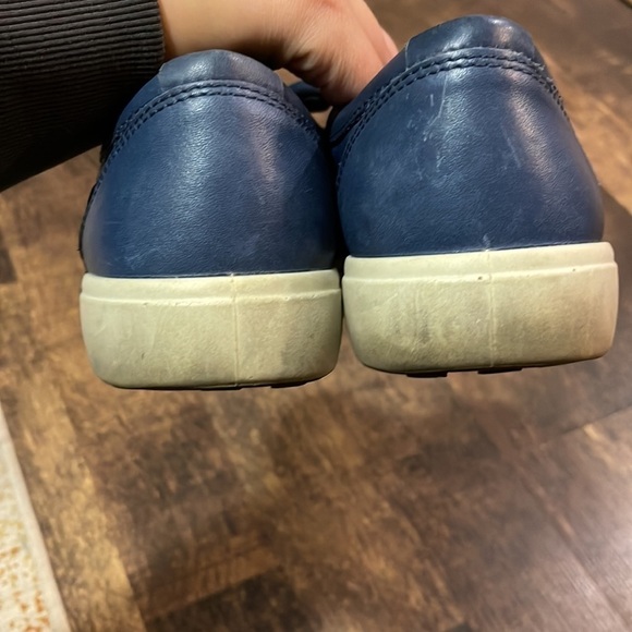 ECCO Soft 7 Woven Navy Blue Leather Sneakers Extra Width Size 9 - Picture 7 of 13